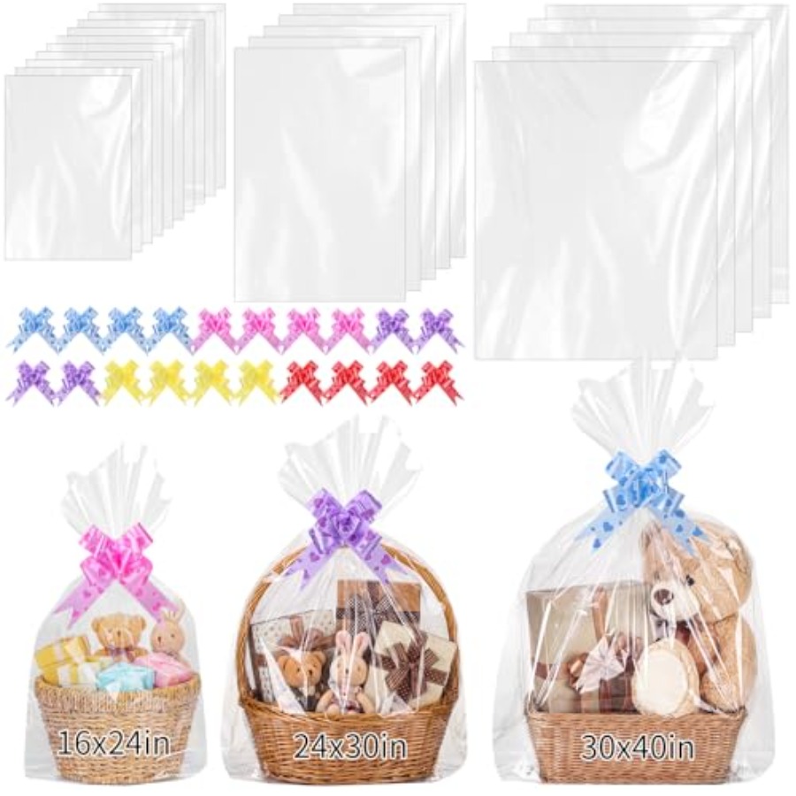 Cellophane Wrap Clear - 20 stuks grote cellofaanzakjes, 3 maten