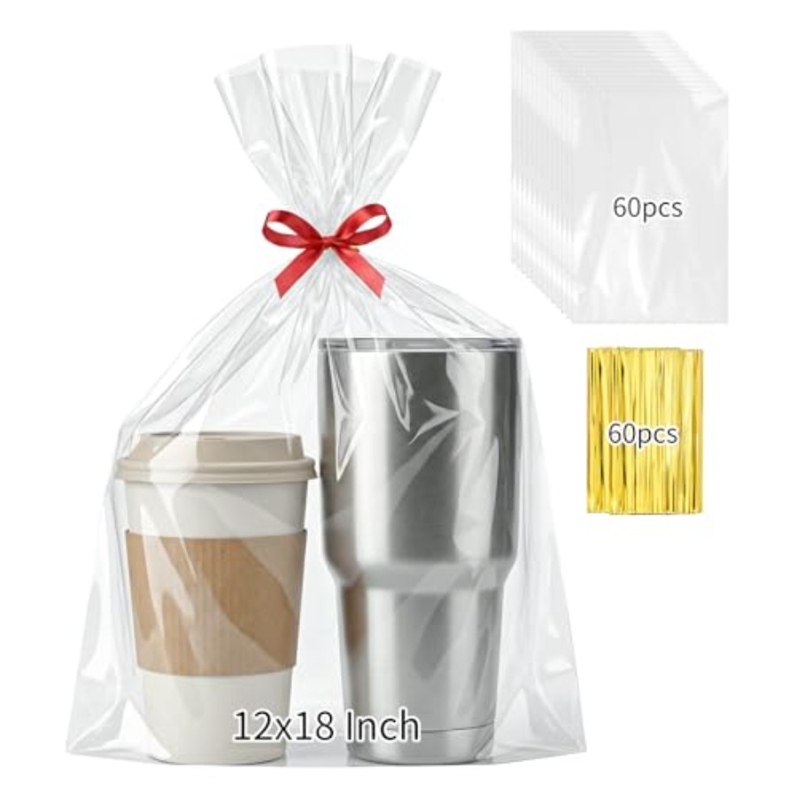 Cellophane Wrap Clear - 60 stuks cellofaan cadeauzakjes 12x18 inch